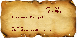 Timcsák Margit névjegykártya